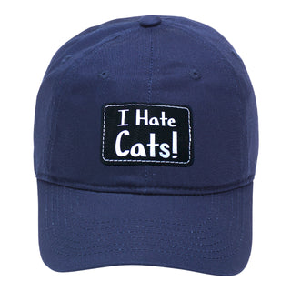 I Hate Cats Funny Navy Baseball Cap Sarcastic Gift for Cat Haters #M190-P103-HCATS-NAVY