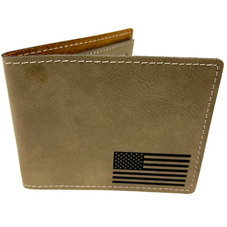 American Flag Light Brown Bi-Fold Wallet #LMW19011T-FLAG