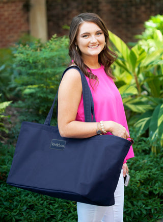 Viv&Lou® Large Navy Ultimate Tote Oversized Travel Beach Weekender Carryall #M105VL-NAVY-VL209