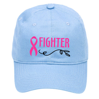Fighter Pink Ribbon Embroidered Cotton Baseball Cap Cancer Support Hat #M190-FIGHTER