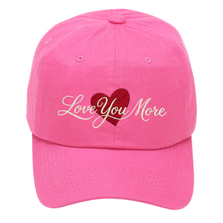Love You More Embroidered Cotton Baseball Cap with Heart Adjustable Hat #M190-LMORE