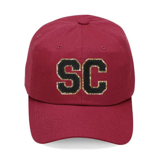 Black SC Varsity Letter Garnet Cap #L190-GAR-PBLKSC