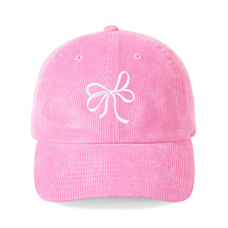 Pink Bow Corduroy Hat Embroidered Cute Baseball Cap for Women #M193-PKCORD-BOW24