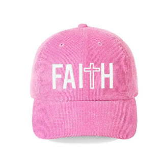 Faith Cross Corduroy Hat Christian Embroidered Cap for Women #M193VL-CORD-FTH