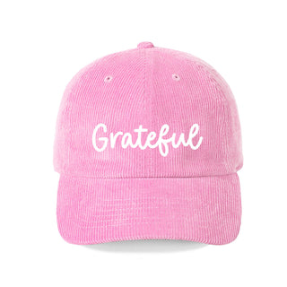 Grateful Embroidered Corduroy Hat Inspirational Baseball Cap Women #M193VL-CORD-GFL