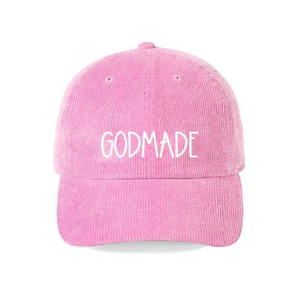 God Made Corduroy Hat Faith Embroidered Christian Cap Unisex #M193VL-CORD-GM