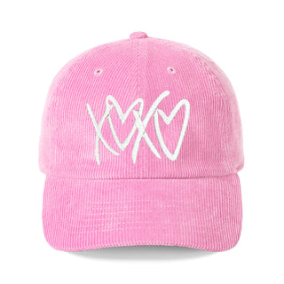 XOXO Heart Corduroy Hat Embroidered Pink Baseball Cap for Women #M193VL-PKCORD-HRTXO