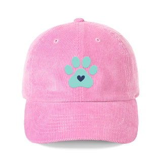 Heart Paw Corduroy Hat Embroidered Dog Lover Cap for Women #M193VL-PAWH
