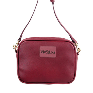 Viv&Lou® Brand Berry Burgundy Blair Crossbody Purse Vegan Leather Handbag #M707-BERRY-VL107