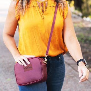 Viv&Lou® Brand Berry Burgundy Blair Crossbody Purse Vegan Leather Handbag #M707-BERRY-VL107