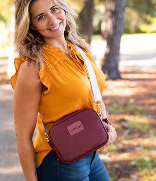 Viv&Lou® Brand Berry Burgundy Blair Crossbody Purse Vegan Leather Handbag #M707-BERRY-VL107