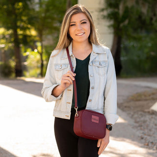 Viv&Lou® Brand Berry Burgundy Blair Crossbody Purse Vegan Leather Handbag #M707-BERRY-VL107