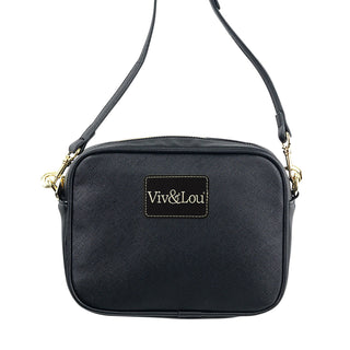 Viv&Lou® Black Blair Crossbody Purse Vegan Leather Handbag #M707-BLK-VL106