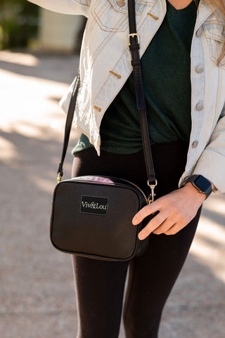 Viv&Lou® Black Blair Crossbody Purse Vegan Leather Handbag #M707-BLK-VL106