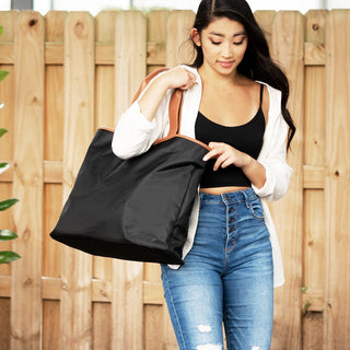 Beach Please - Black Nylon Ally Tote #M731K-BP