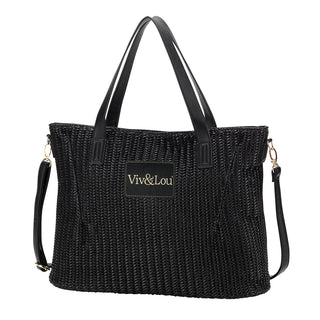 Viv&Lou® Brand Textured Black Purse Chic Everyday Shoulder Bag #M851-TBLK-VL206