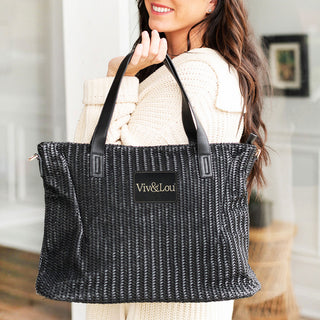 Viv&Lou® Brand Textured Black Purse Chic Everyday Shoulder Bag #M851-TBLK-VL206