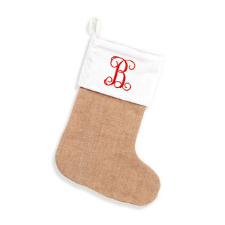 Personalized FREE - Burlap Velvet Christmas Monogram Holiday Stocking - blank #M900VL-BURVEL