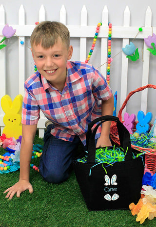 Mint Bunny Feet - Personalized Felt Easter Tote #M959VL-MINTFEET-P
