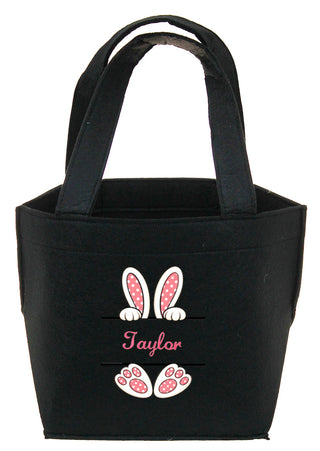 Pink Bunny Feet - Personalized Felt Easter Tote #M959VL-PINKFEET-P