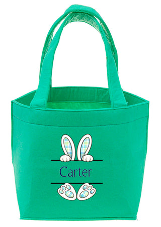 Mint Bunny Feet - Personalized Felt Easter Tote #M959VL-MINTFEET-P