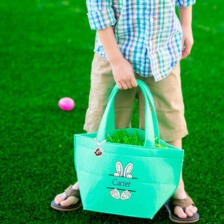Mint Bunny Feet - Personalized Felt Easter Tote #M959VL-MINTFEET-P
