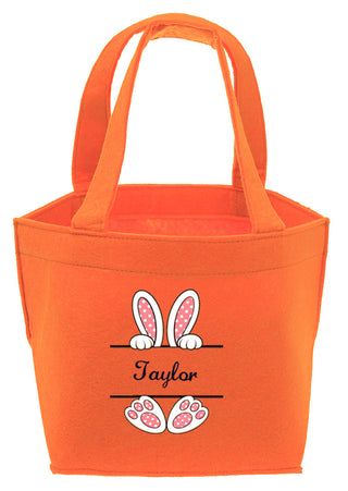 Pink Bunny Feet - Personalized Felt Easter Tote #M959VL-PINKFEET-P