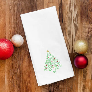Squiggly Christmas Tree Hand Tea Towel #HPHT-CTREE