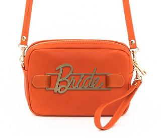 Viv&Lou® Orange Crossbody Vegan Leather Purse with Snap off Acrylic Panel #MG525-ORG