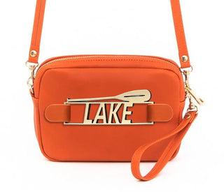 Viv&Lou® Orange Crossbody Vegan Leather Purse with Snap off Acrylic Panel #MG525-ORG
