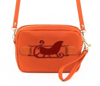 Viv&Lou® Orange Crossbody Vegan Leather Purse with Snap off Acrylic Panel #MG525-ORG