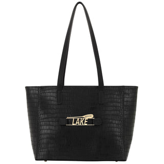 Black Crocodile Purse Crossbody Everyday Handbag with Snap off Acrylic Panel #MG700-BLKCROC