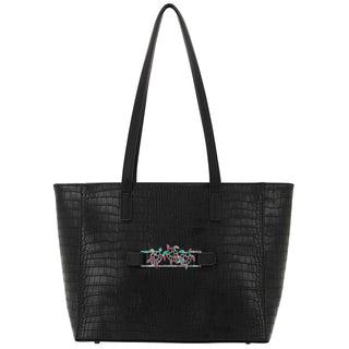 Black Crocodile Purse Crossbody Everyday Handbag with Snap off Acrylic Panel #MG700-BLKCROC