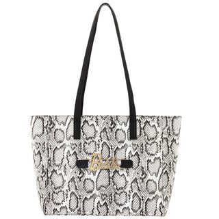 Snakeskin Abbey Purse Shoulder Handbag Everyday Tote with Snap off Acrylic Panel #MG700-SNAKE