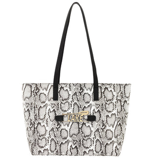 Snakeskin Abbey Purse Shoulder Handbag Everyday Tote with Snap off Acrylic Panel #MG700-SNAKE