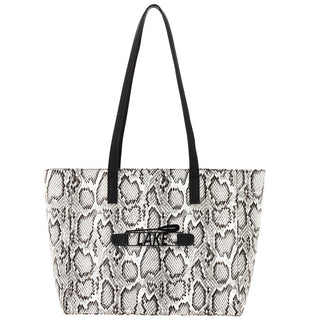 Snakeskin Abbey Purse Shoulder Handbag Everyday Tote with Snap off Acrylic Panel #MG700-SNAKE