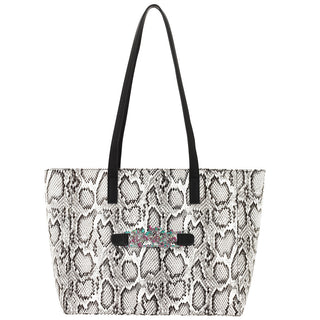 Snakeskin Abbey Purse Shoulder Handbag Everyday Tote with Snap off Acrylic Panel #MG700-SNAKE