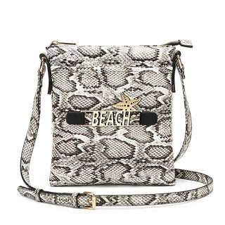 Viv&Lou® Snakeskin Crossbody Boutique Purse with Snap off Acrylic Panel #MG860-SNAKE