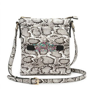 Viv&Lou® Snakeskin Crossbody Boutique Purse with Snap off Acrylic Panel #MG860-SNAKE