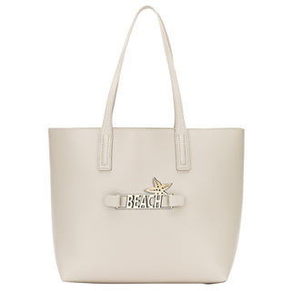 Large Taupe Tote with Snap off Acrylic Panel Everyday Handbag #MG892T