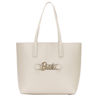 Large Taupe Tote with Snap off Acrylic Panel Everyday Handbag #MG892T