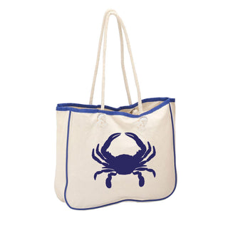 Navy Crab Harbor Rope Bag Canvas Caryall Tote #P890WU-CRAB