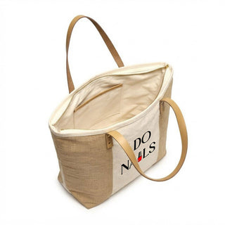 I Do Nails Canvas & Jute Zippered Carryall Tote Bag #P893JUTE-IDONAILS