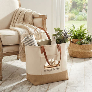 My Happily Ever After Canvas & Jute Carryall Tote Bag #P915JUTE-BOOKHEART