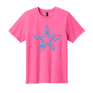 Blue Leopard Star Kid's T-Shirt Graphic Tee for Boys & Girls #TSY54-LPRDSTAR