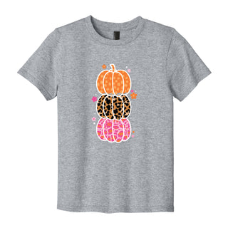 Triple Pumpkin Stack Kids Halloween Cute Pumpkin T-Shirt Graphic Tee for Boys & Girls #TSY54-PUM23