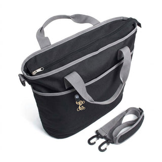 Large Black Computer Tote Shoulder Bag with Gold Acrylic Vine Initial #PCB368K-ACG