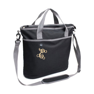 Large Black Computer Tote Shoulder Bag with Gold Acrylic Vine Initial #PCB368K-ACG