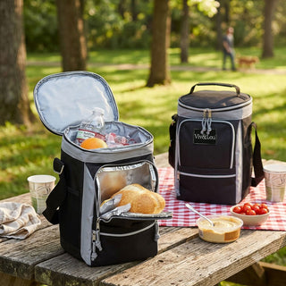 Tall Personalized Black & Gray Lunch Box Cooler Bag #PCB609BLK-P103
