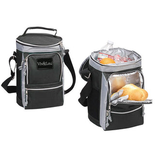 Tall Personalized Black & Gray Lunch Box Cooler Bag #PCB609BLK-P103
